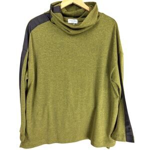 NWT Terra Marled Green Brown Webbing Cowl Neck High Low Sweater Size XS